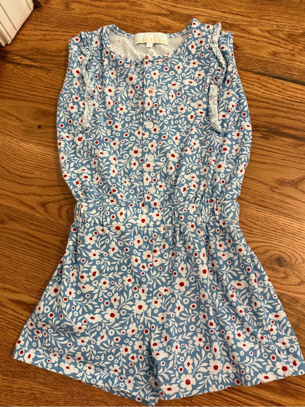 The Oaks Apparel Company Kinsley Red White and Blue Floral Romper Size 5Y